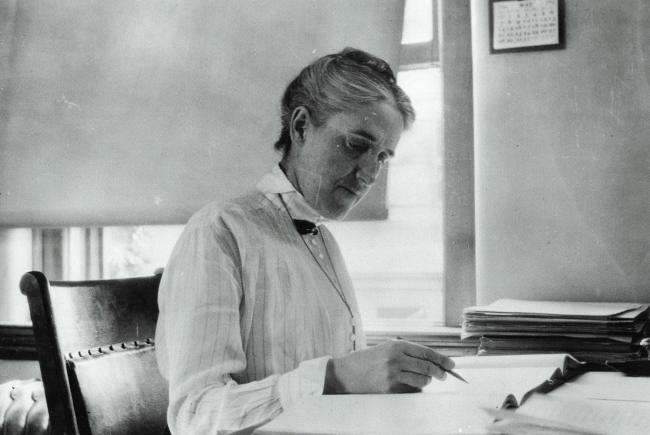 Henrietta Swan Leavitt at her office at the Harvard University Observatory.