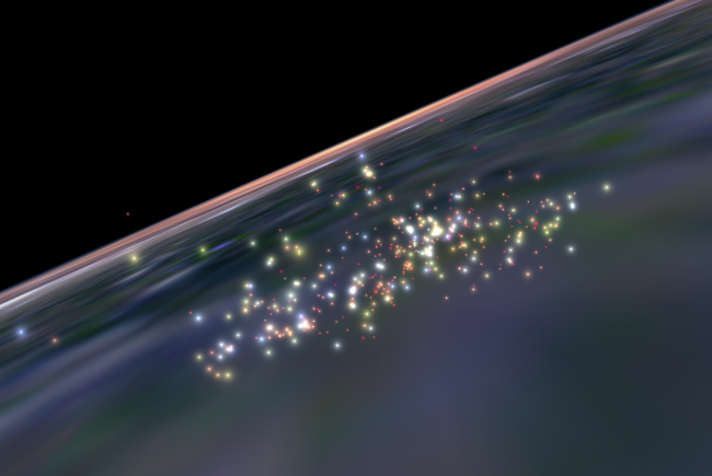 Simulation par ordinateur de l’amas d’étoiles Mu Tau.