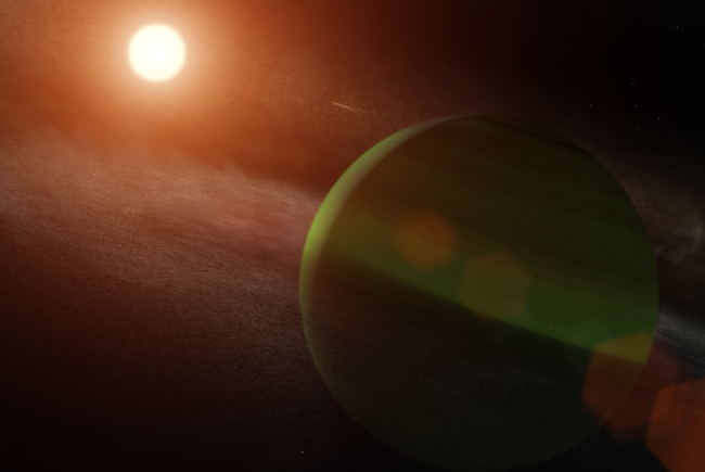 Artist's view of the exoplanet Au Mic b.