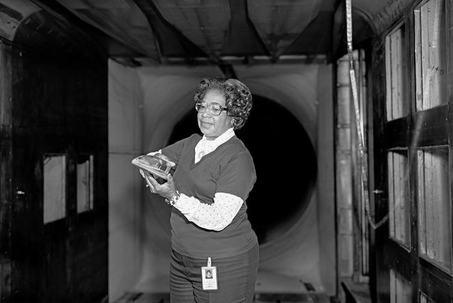 Mary Jackson in the wind tunnel at Langley Laboratory in 1977.