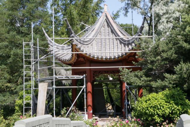 Réfection du Jardin de Chine - Été 2017 - Restauration du kiosque de la douceur infinie