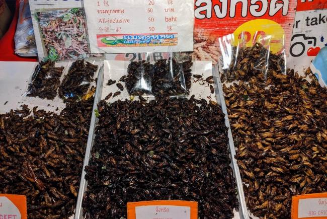 A market in Thailand: over two billion people regularly consume insects for their exceptional taste.