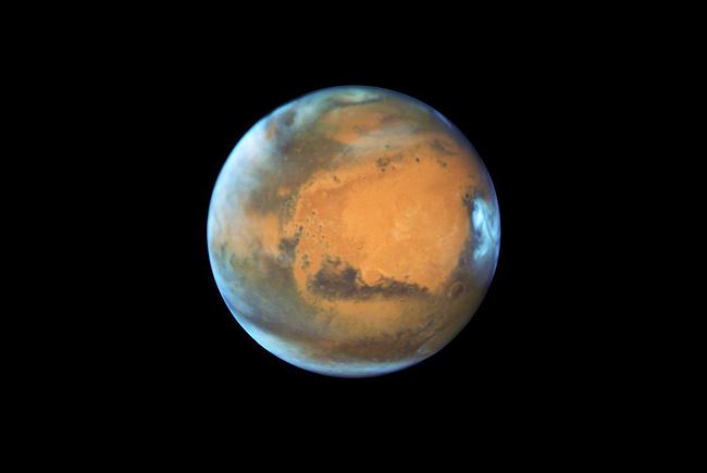 The planet Mars seen by the Hubble Space Telescope.