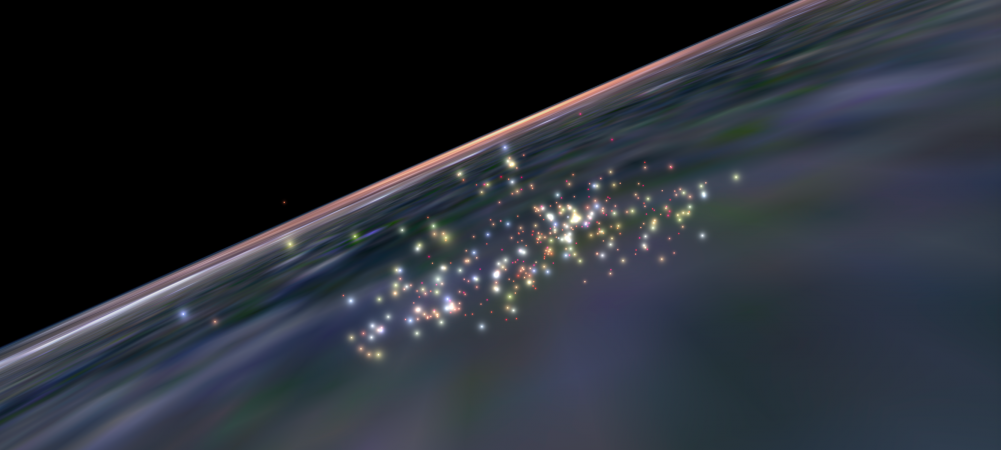 Simulation par ordinateur de l’amas d’étoiles Mu Tau.