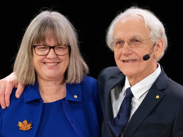 Donna Strickland and Gérard Mourou in 2018.