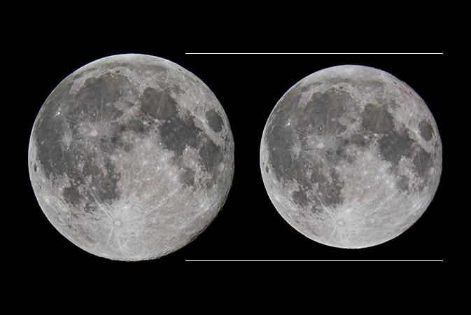 La différence de taille entre une pleine lune qui se produit au périgée et une qui se produit à l’apogée