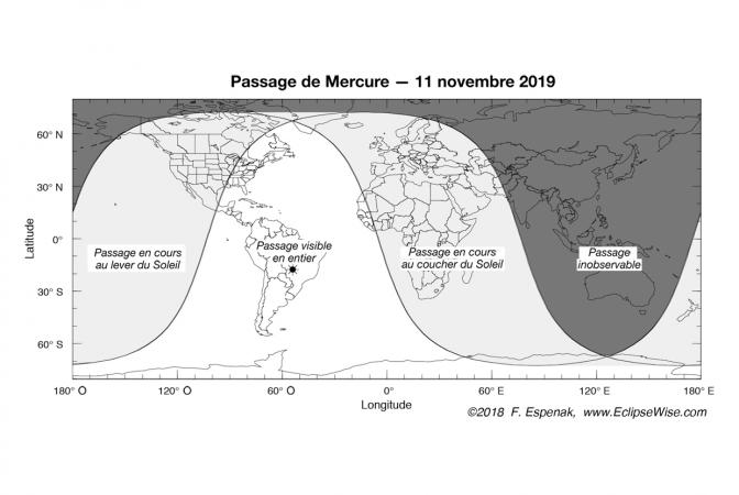 Carte de visibilité du passage de Mercure