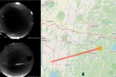 Trajectoire du bolide observée par les caméras DOMe et GMN au-dessus du Québec, le 9 juillet 2025 à 21 h 43heure locale).