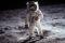 Buzz Aldrin on the surface of the Moon.