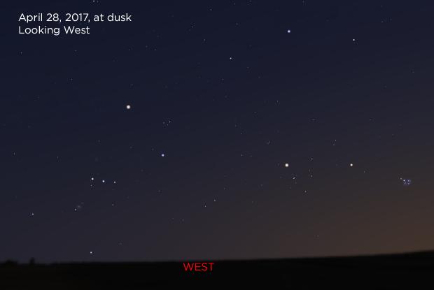 Mars near the Hyades and the Pleiades, April 28, 2017