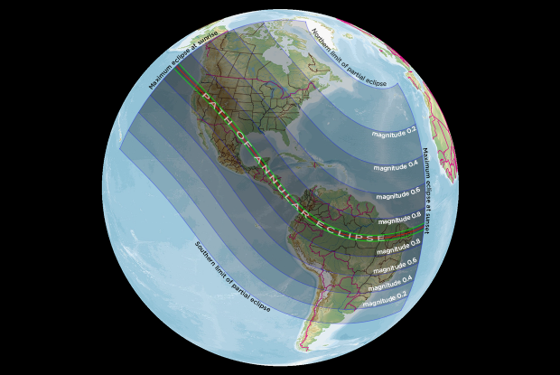 20231014 Annular Eclipse - Global Map EN