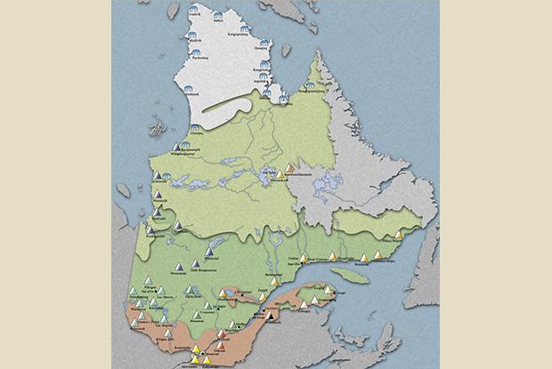 Geographical distribution of Aboriginal Nations in Quebec