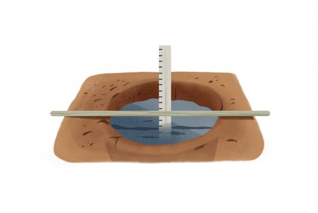 Un trou rempli d'eau permet d'évaluer le drainage du sol.