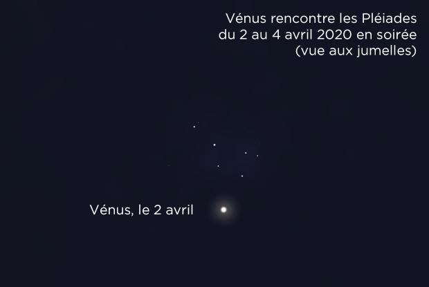 Vénus et les Pléiades le 2 avril 2020
