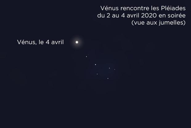 Vénus et les Pléiades le 4 avril 2020