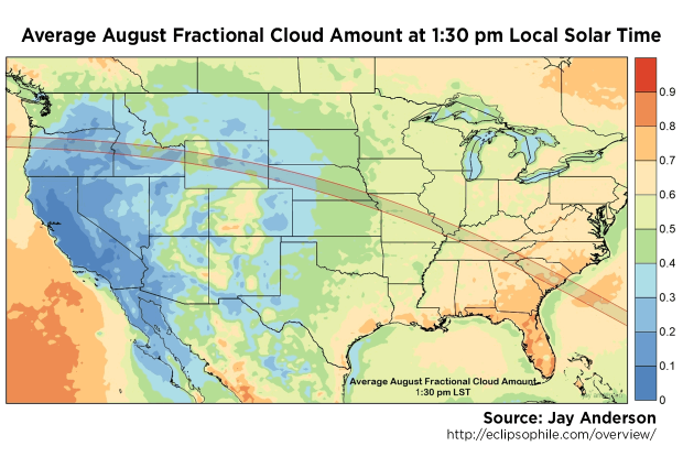 Average August fractional cloud amount at 0130 pm
