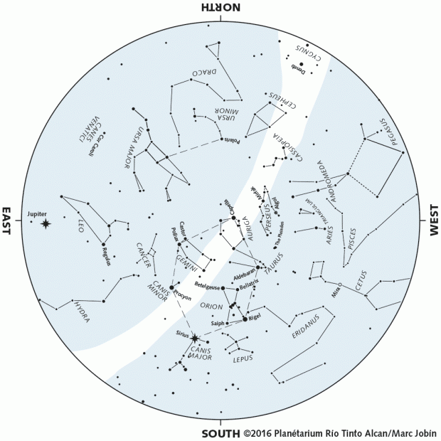 Monthly Sky map - January 2016