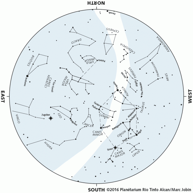 Monthly Sky map - February 2016