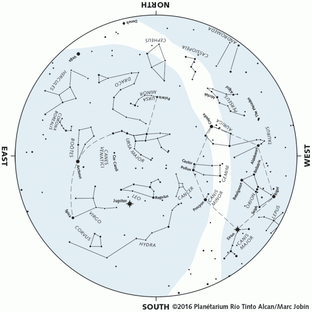 Monthly Sky map - March 2016