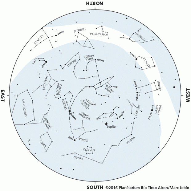 Monthly Sky map - April 2016