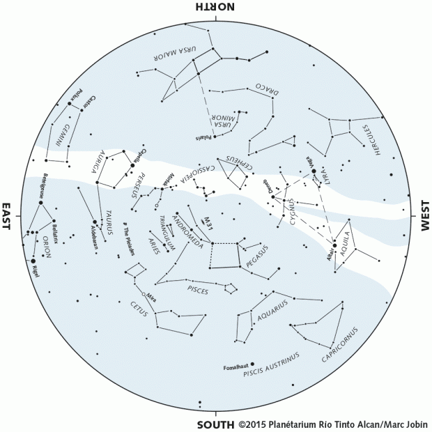 Monthly Sky map - October 2015