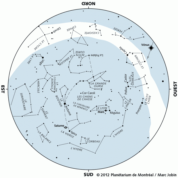Carte du ciel d'avril 2012