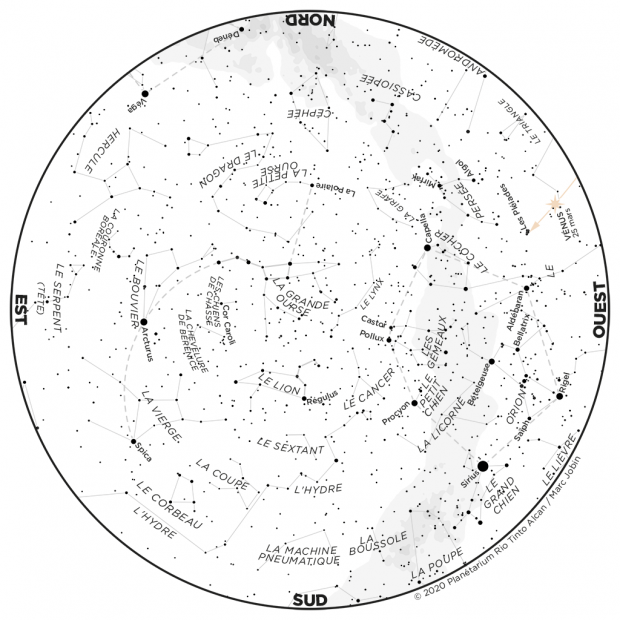 Ciel du mois - carte mars 2020