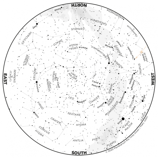 Monthly Sky map - March 2020