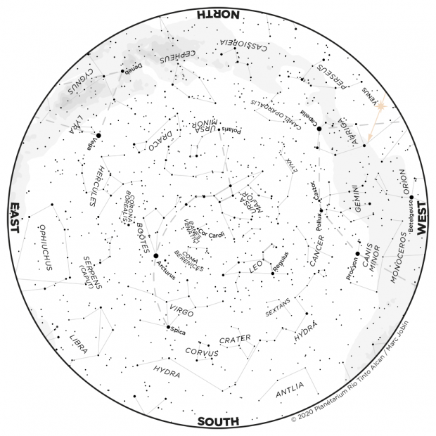 Monthly Sky map - April 2020