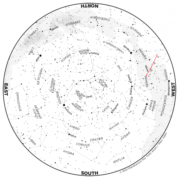 Monthly Sky map - April 2021