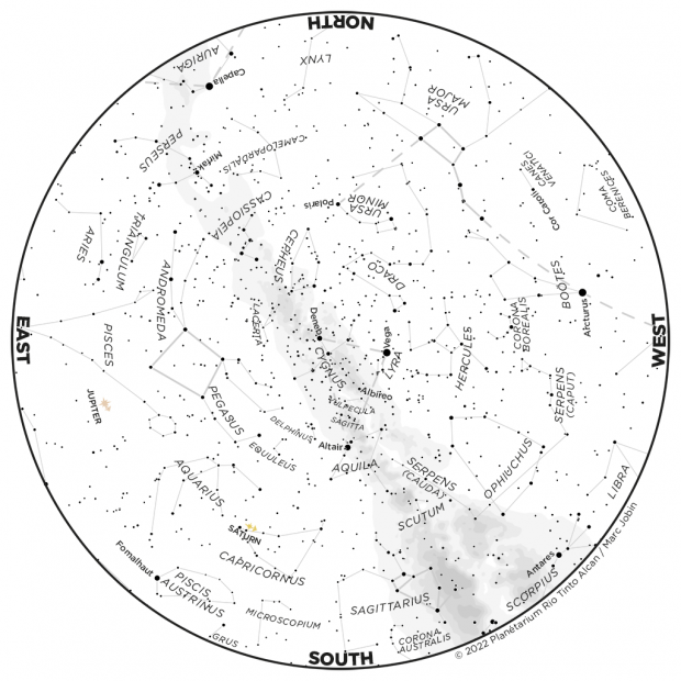 Monthly Sky map - August 2022