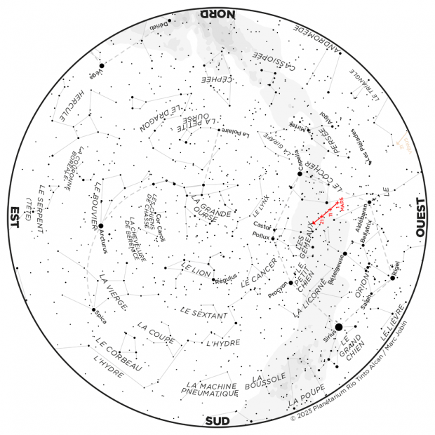 Ciel du mois - carte mars 2023