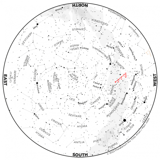 Monthly Sky map - March 2023