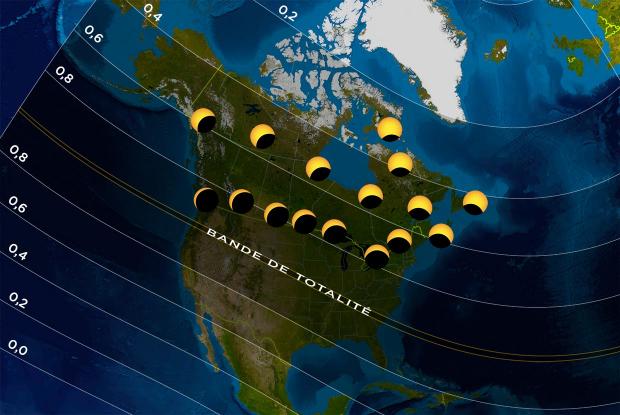 Carte éclipse 20170821 Amérique du Nord