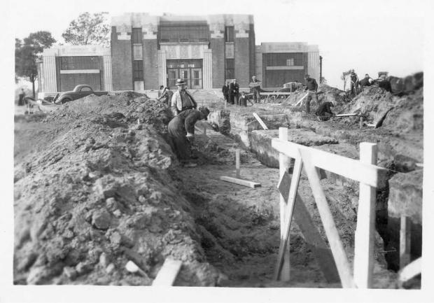 Construction de la cascade de la fontaine, 1937