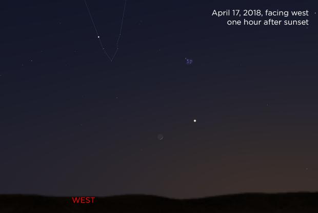 The Moon, Venus, Pleiades and Hyades 20180417