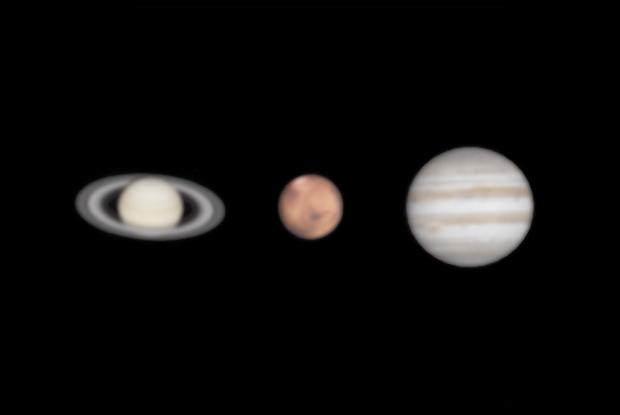 Saturne, Mars, Jupiter - Comparaison
